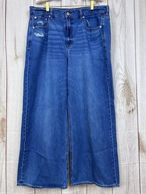 American Eagle AE Skater Jeans High-Rise Wide Legged Cropped Relaxed Fit Sz 16S